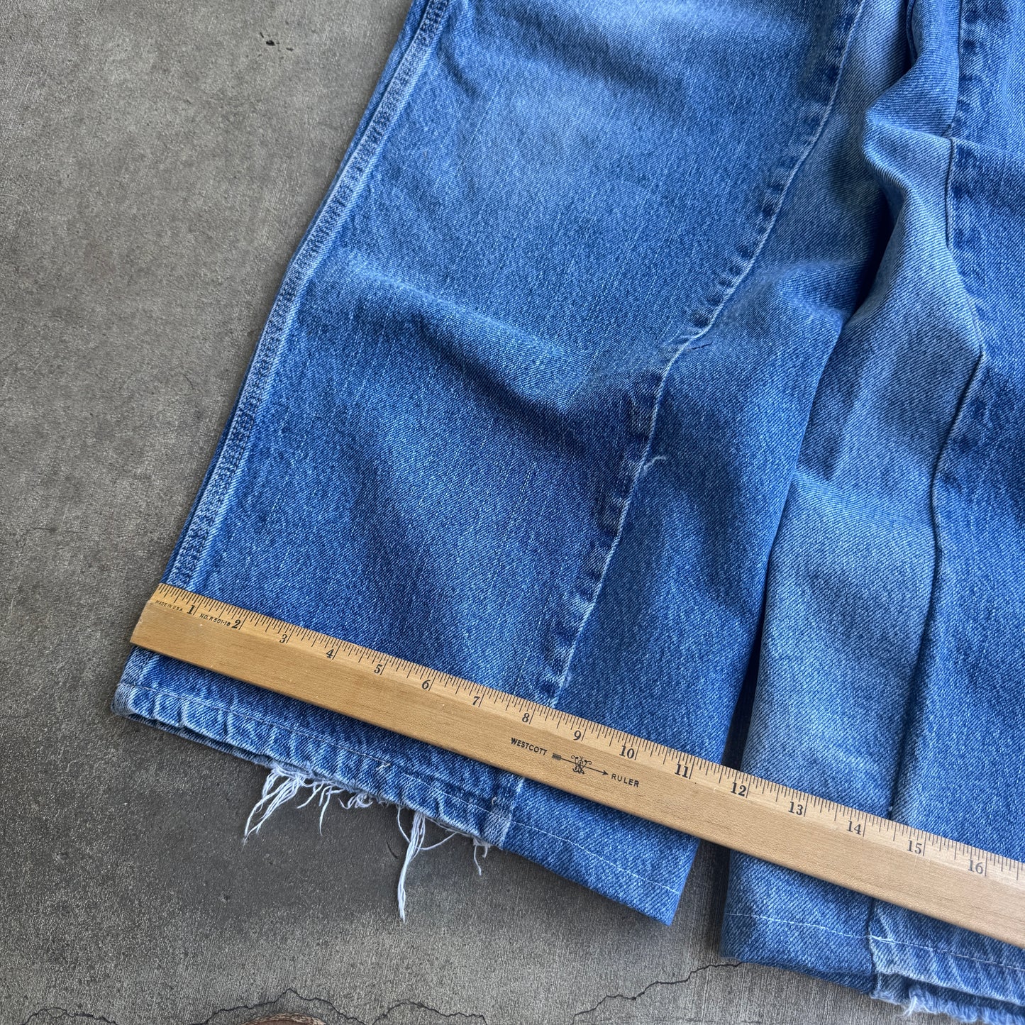 Reworked Baggy Blue Jeans (Pink Print)
