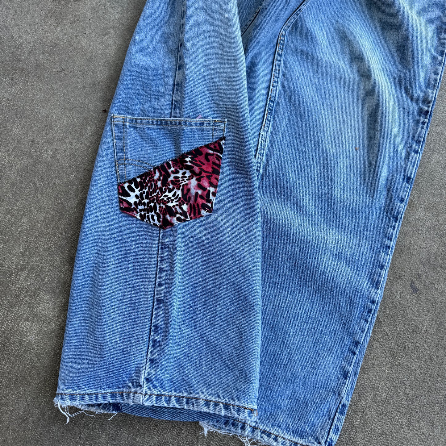 Reworked Pink Cheetah Print Baggy Jeans