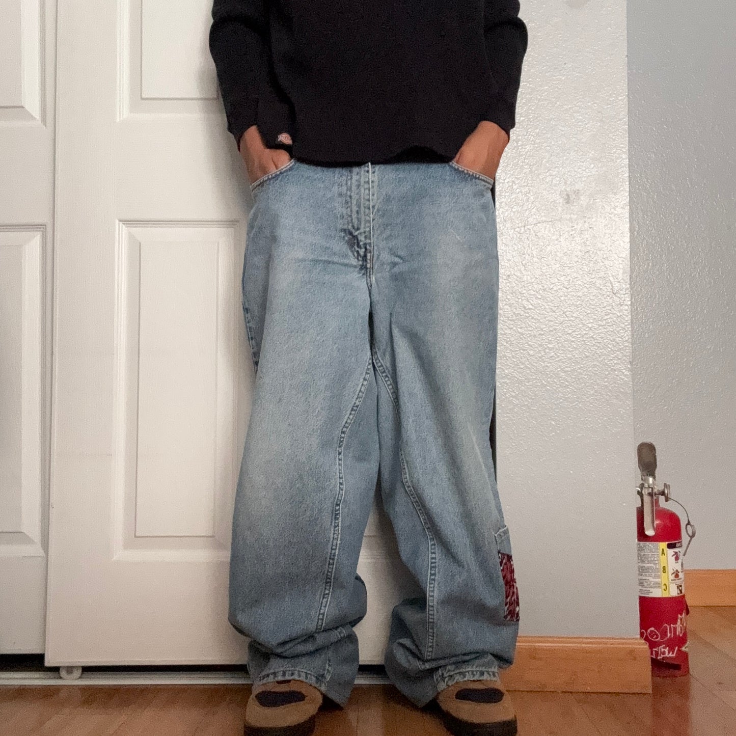 Reworked Pink Cheetah Print Baggy Jeans