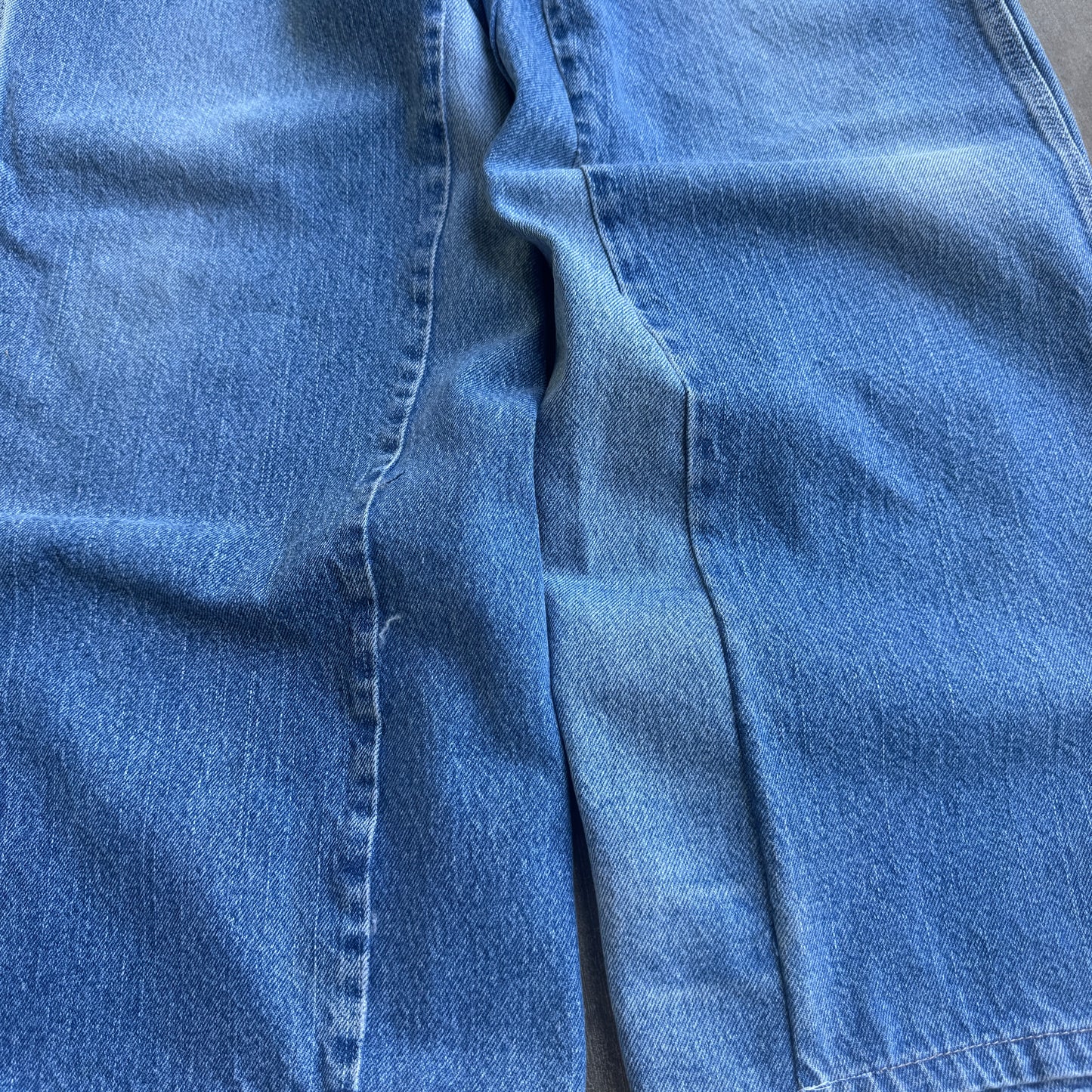 Reworked Baggy Blue Jeans (Pink Print)