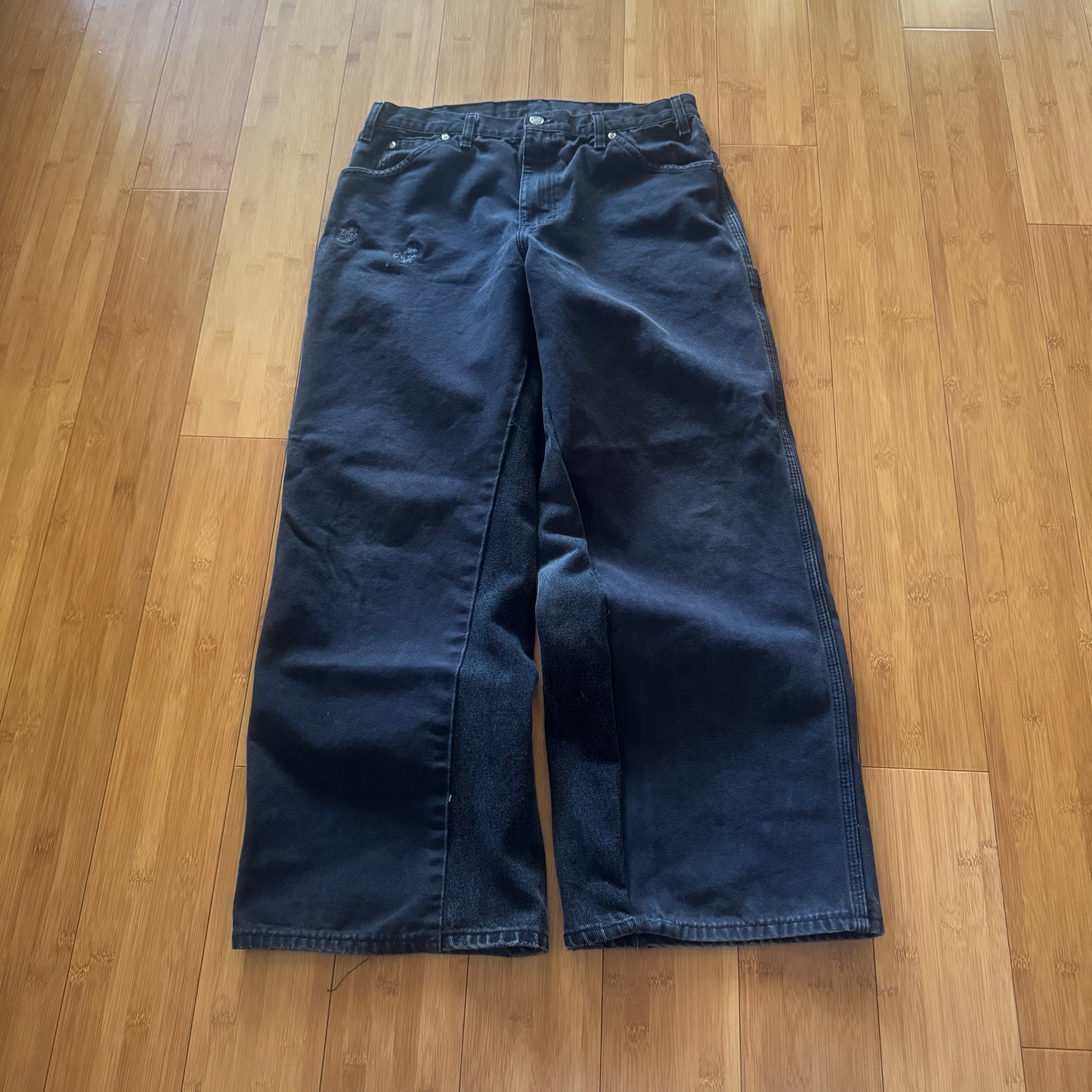 Reworked Baggy Black Jeans (Pink Cheetah)