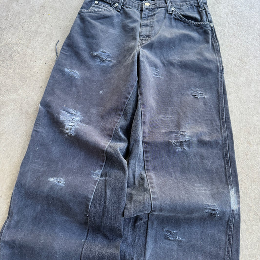 Reworked Distressed Baggy Workwear Jeans
