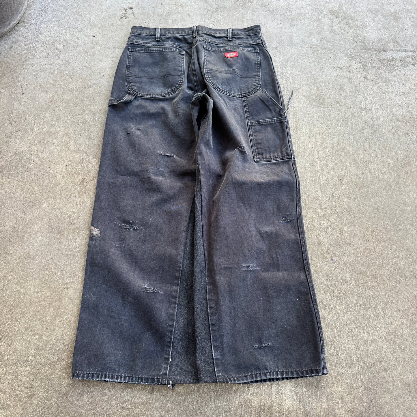 Reworked Distressed Baggy Workwear Jeans