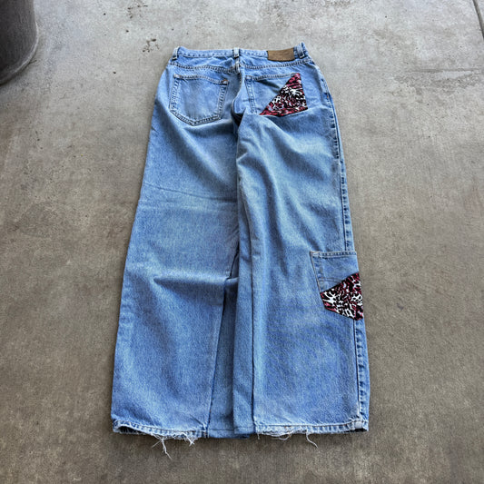 Reworked Pink Cheetah Print Baggy Jeans